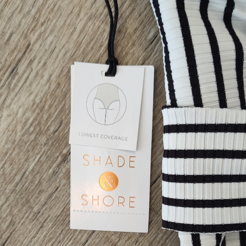 Striped Black and White One-Piece Swimsuit - Picture 8 of 8